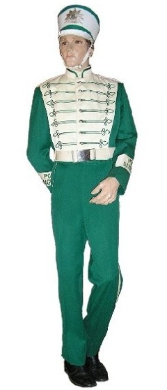 Green and White Marching Band Uniforms for rent